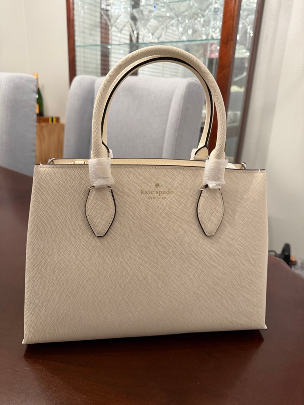 kate spade Cream Structured Leather Satchel